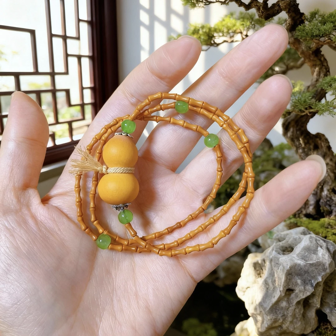福禄满贯 天然葫芦搭配竹节手链多圈文玩