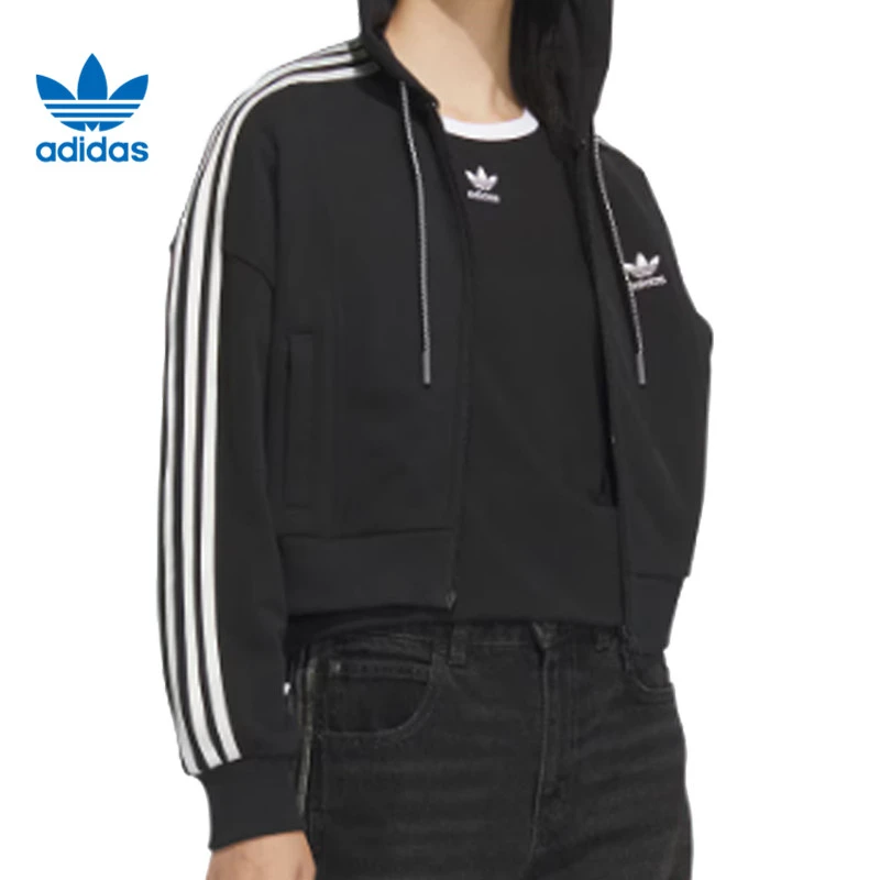adidas/阿迪达斯 三叶草女子运动休闲连帽夹克外套 JM8056