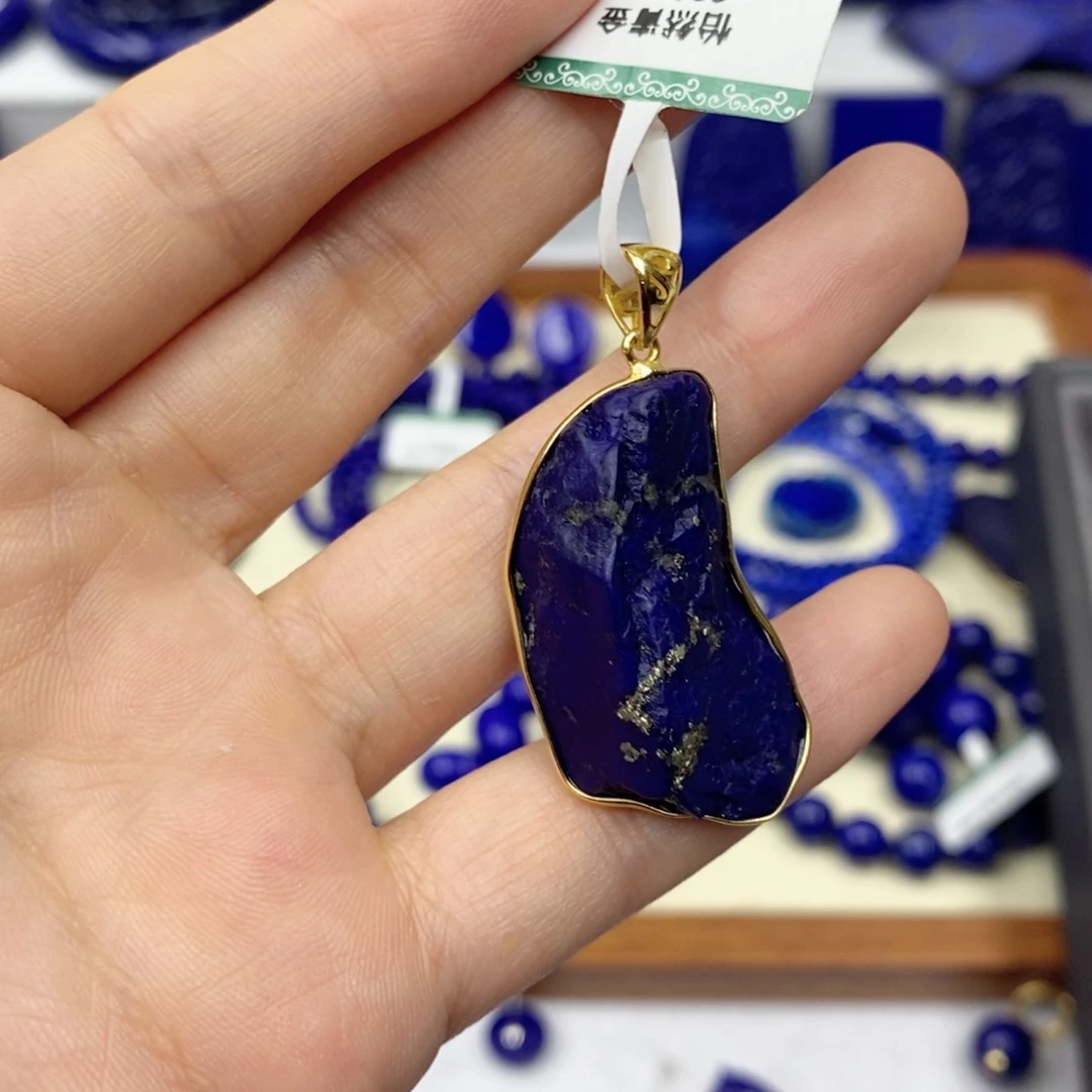 青金石颈饰银S925镀金镶嵌丽*妍