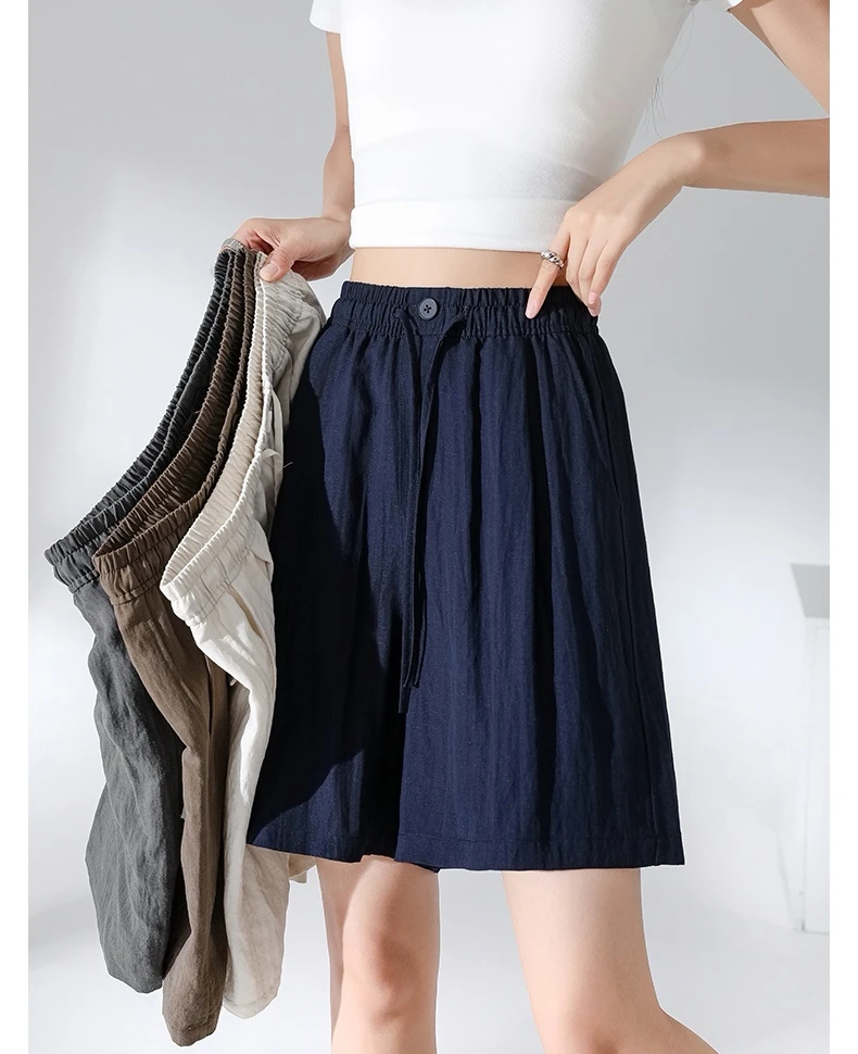 女士A字版天丝亚麻短裤裤7738