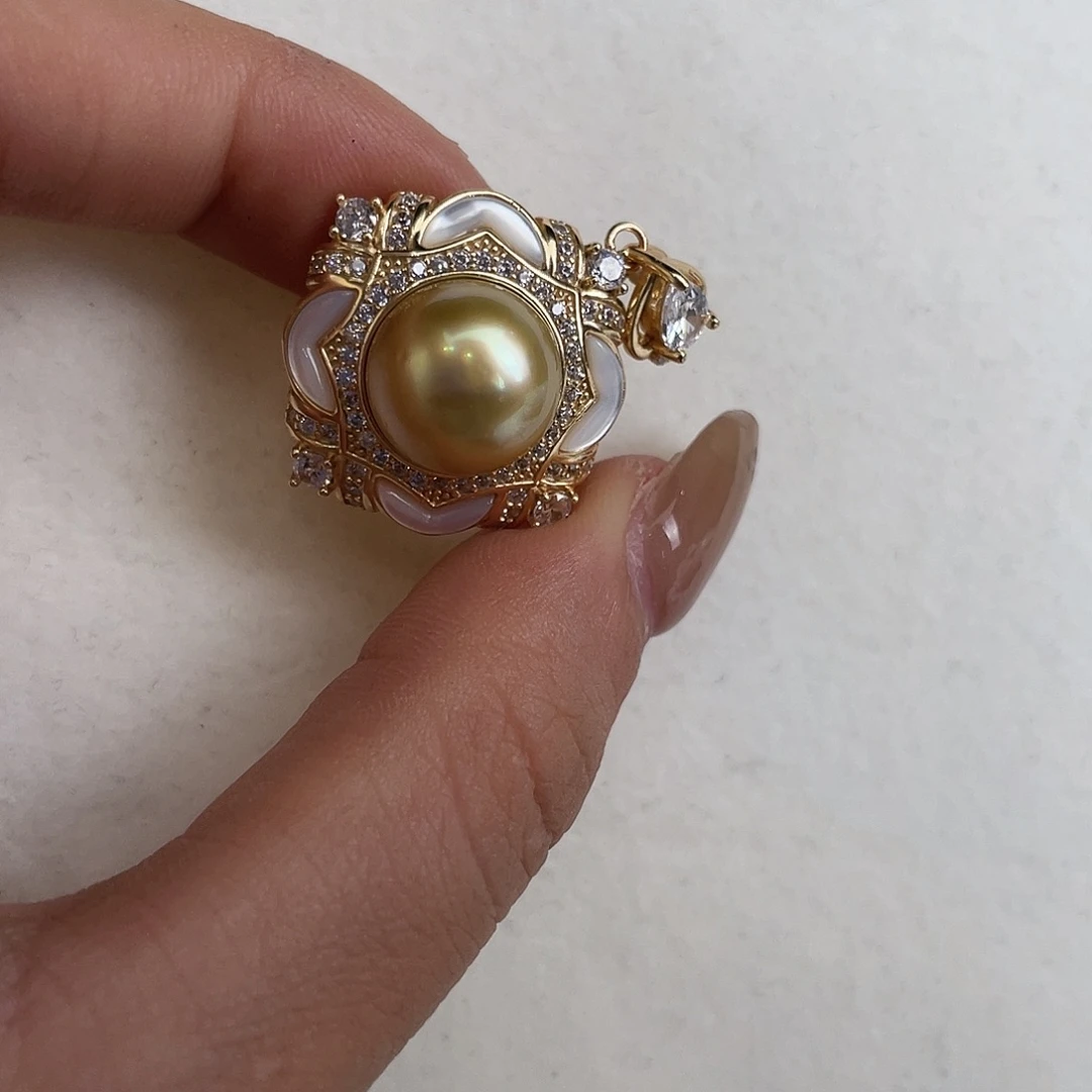 吊坠(不含链)海水珍珠银S925镶嵌