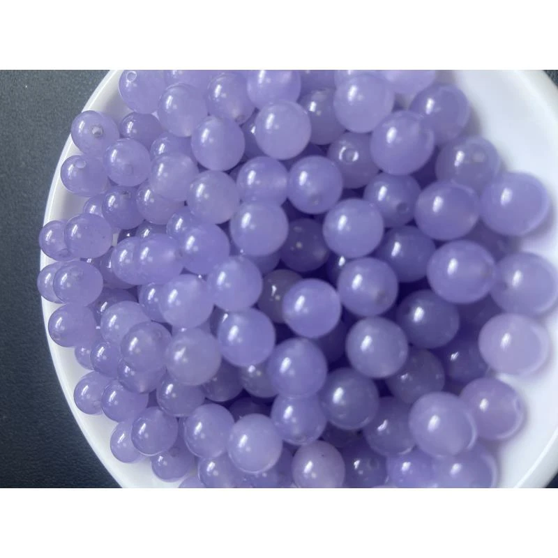 散珠天然和田玉  淡烟紫95--卡8MM -- 25颗（赠弹力绳）