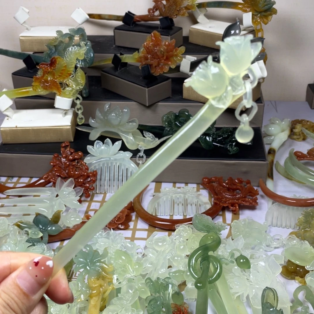 未镶嵌蛇纹石玉发饰罗*‘