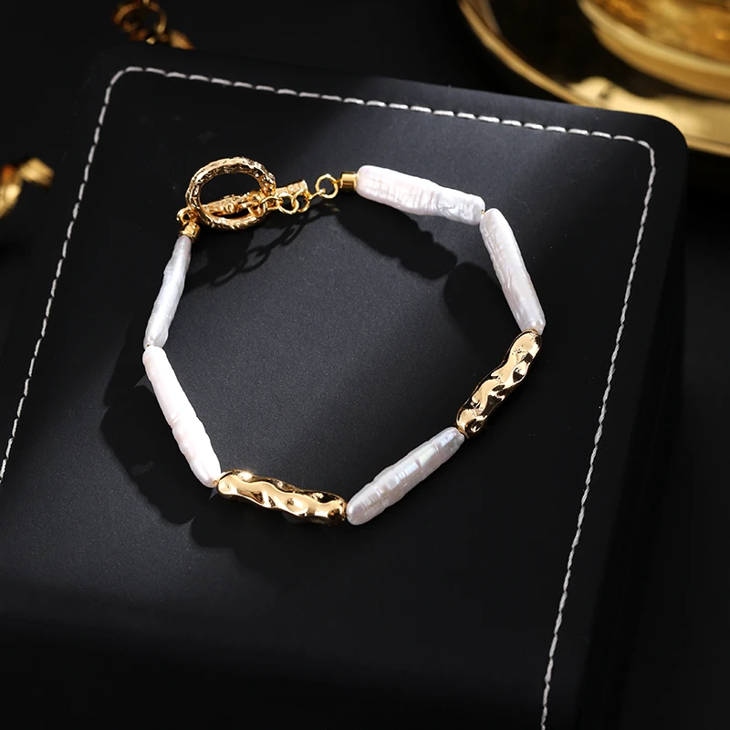 铜合金手链 《货号7603》复古风格异性珠手链（链长：17+5cm）