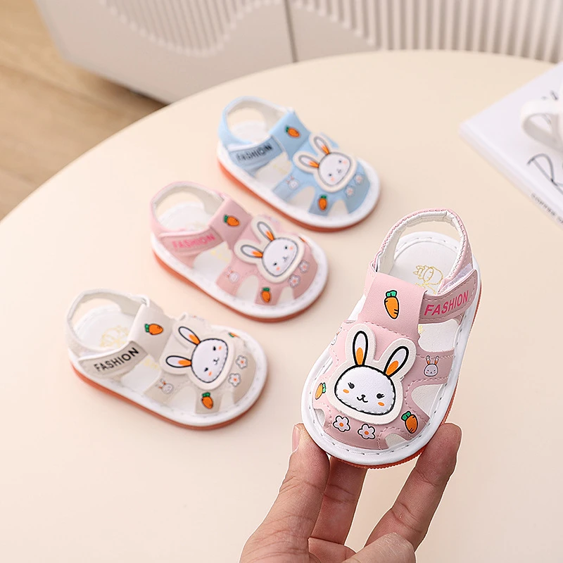 儿童宝宝卡通凉鞋软底叫叫鞋 0-1-2岁男女婴幼儿学步鞋透气夏防滑