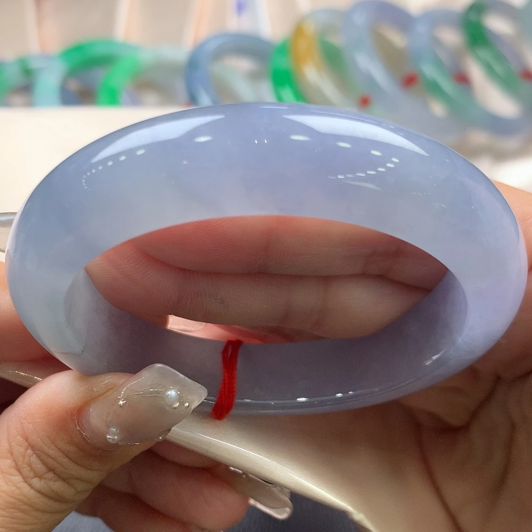 翡翠未镶嵌手镯54.7冰胶蓝紫大漏