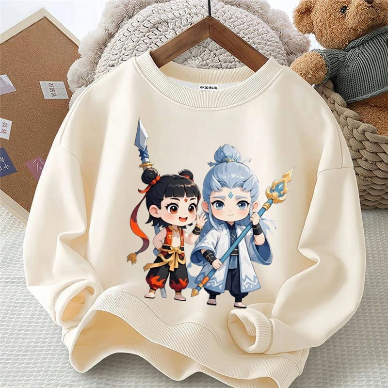 哪吒敖丙2春秋纯棉男女小中儿童卫衣新款圆领上衣长袖宽松休闲
