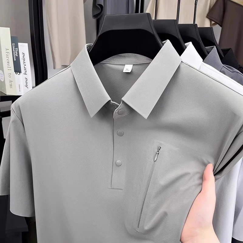 大码300斤无痕压胶袅家男士夏季新款冰丝冷感速干商务休闲POLO衫