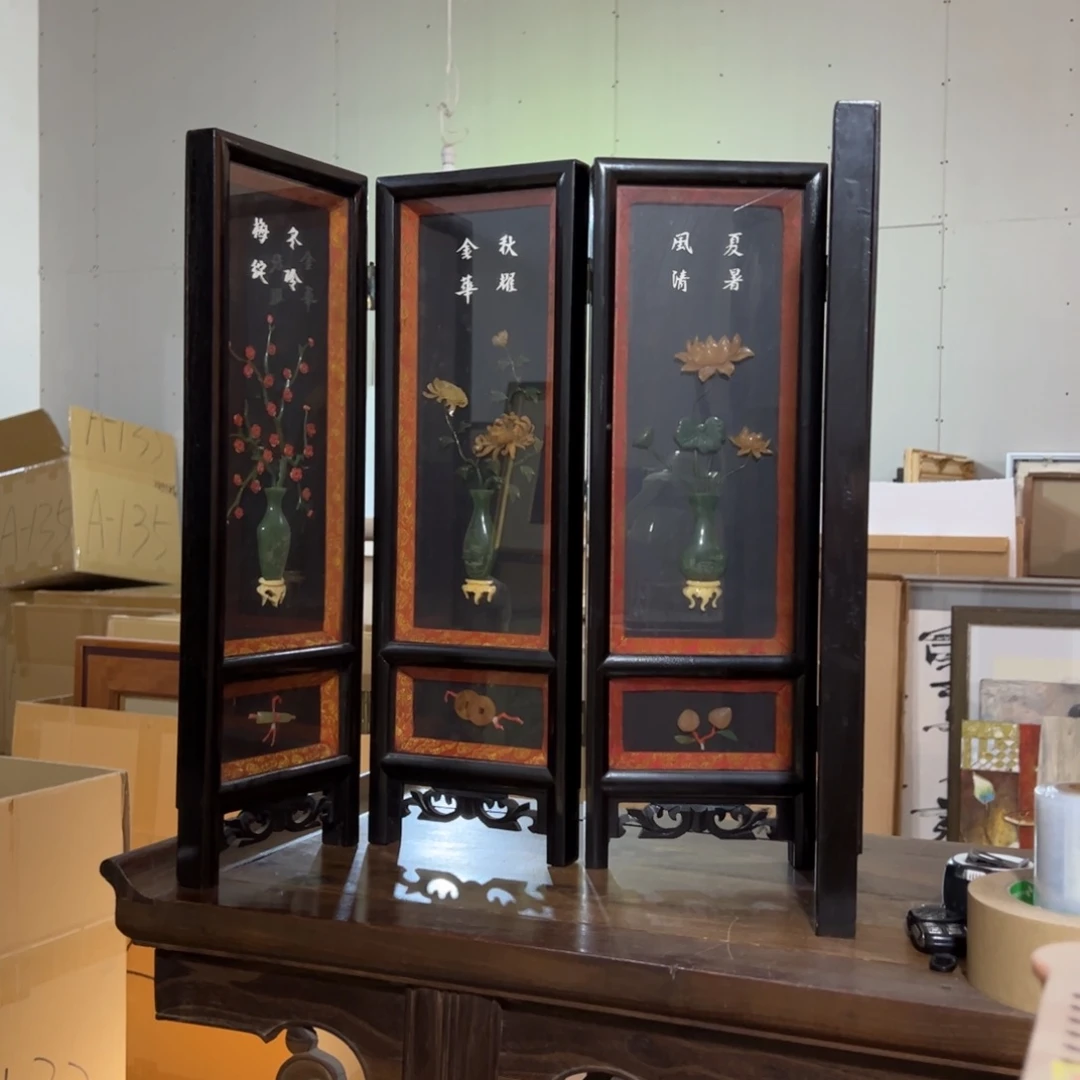 绘画城**丹屏风框画茶空间设计