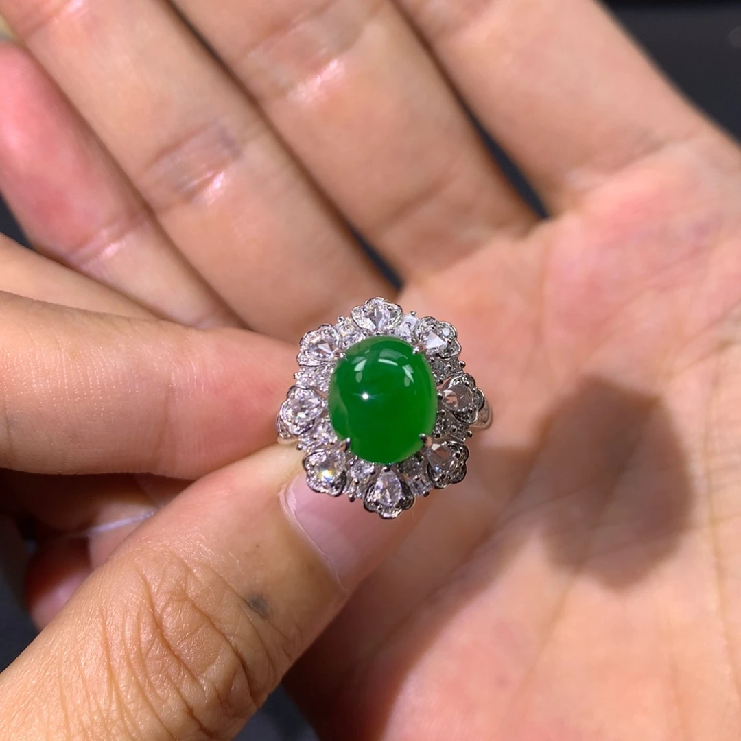 翡翠戒指18K金镶嵌酥*雷两用款