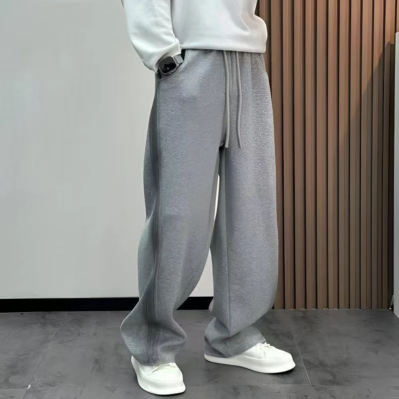 春季韩版弯刀裤男士新款休闲裤运动灰色卫裤潮流直筒阔腿长裤