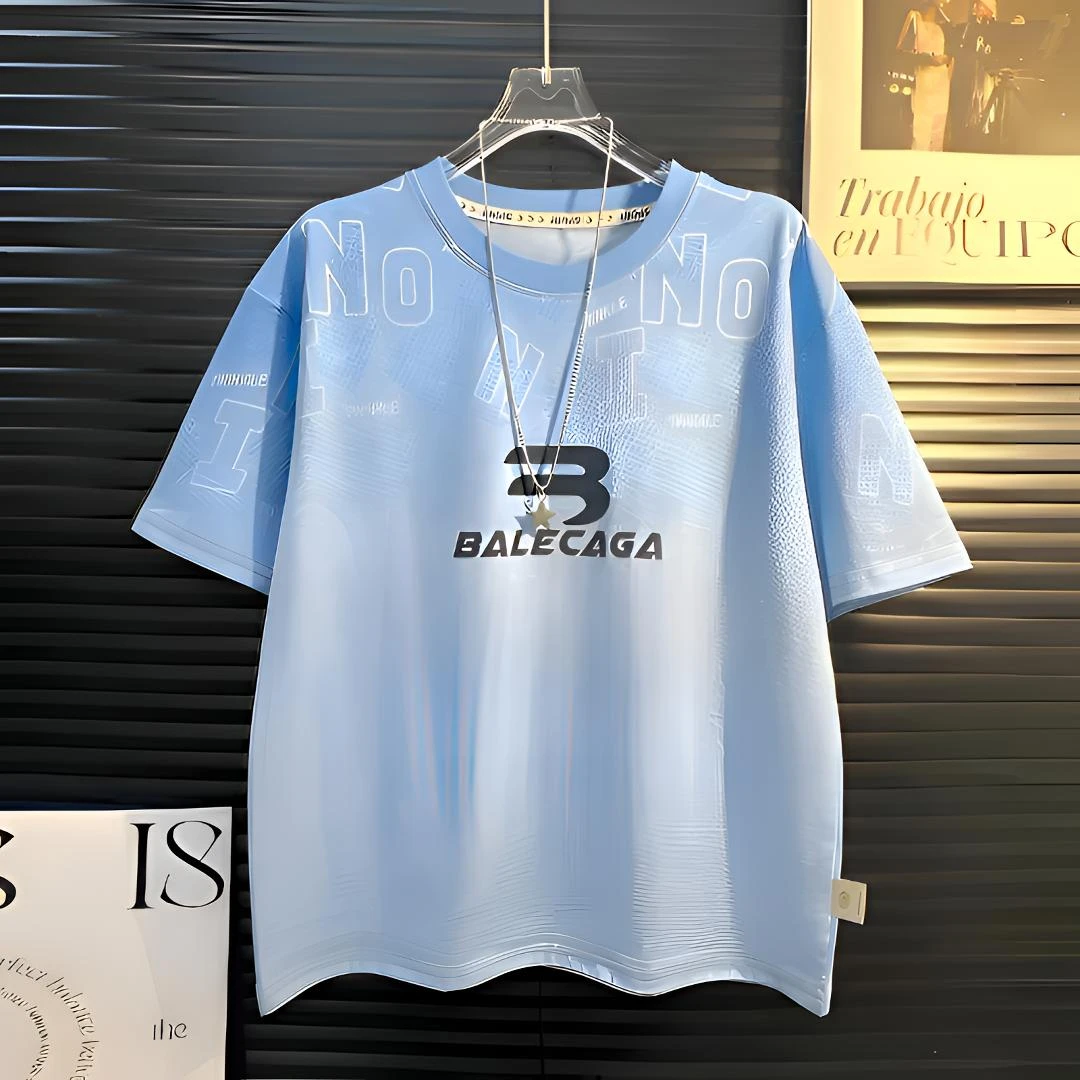 男童夏季新款短袖T恤2025中大童时尚渐变E字母男童t恤男童t恤短袖