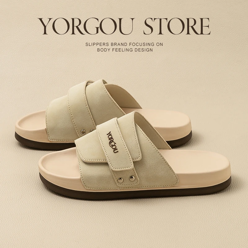 远港可调节拖鞋男女士夏季防滑通勤外穿厚软底沙滩皮革凉拖办公室