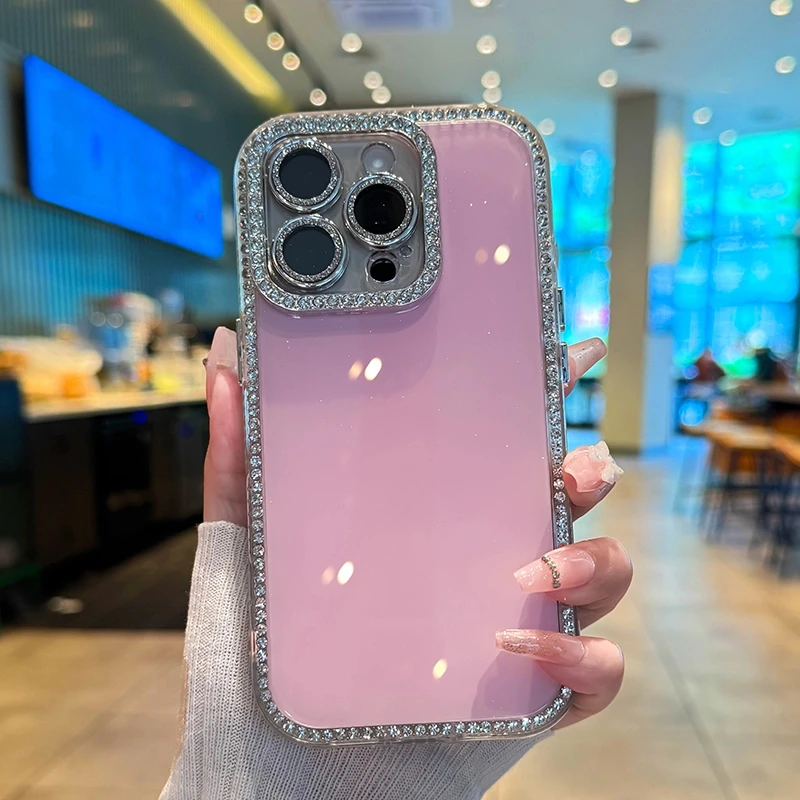 适用苹果16新款纯色15手机壳14pro简约13双钻12全包防摔镜头保护