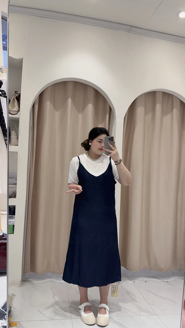 文文家夏季新款大码吊带裙两件套1095