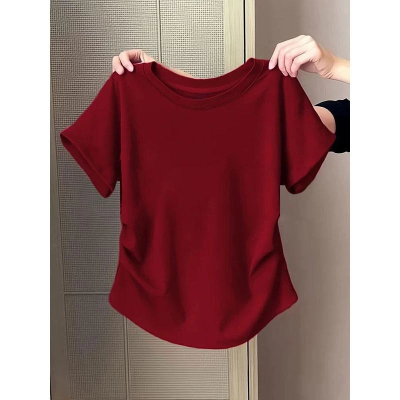 洋气衣服女t恤短款知性风老钱风女式衣服网红洋气炸街女装短袖T恤