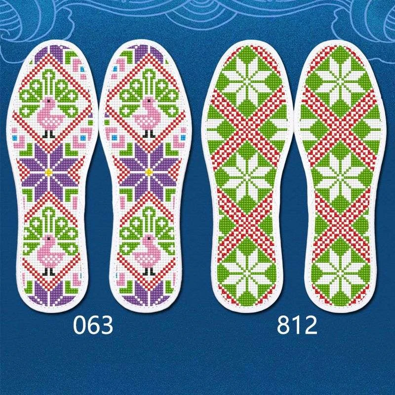 十字绣鞋垫带针线半成品自己绣绣面不褶皱可选图耐磨好久穿不滑用
