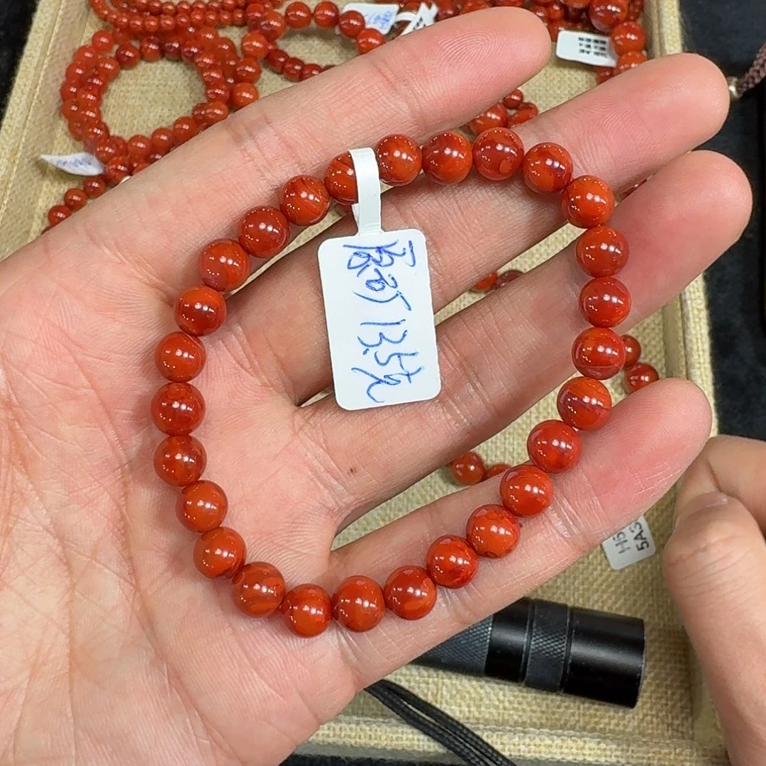 南红玛瑙未镶嵌手链原矿南红手串7mn高品质瓦西双色