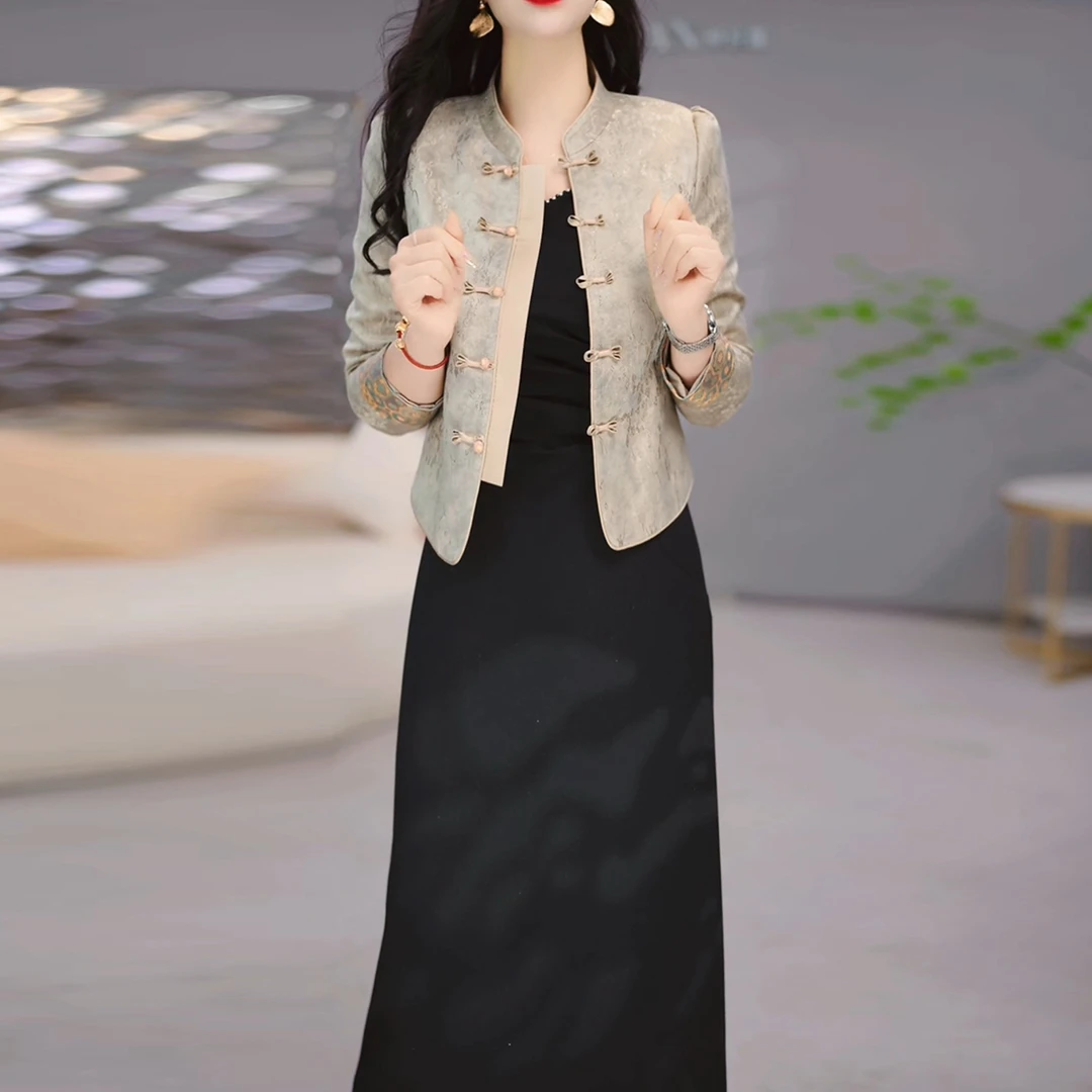 伊仟梦气质轻奢新中式国风时尚套装2025秋季新款轻奢两件套连衣裙