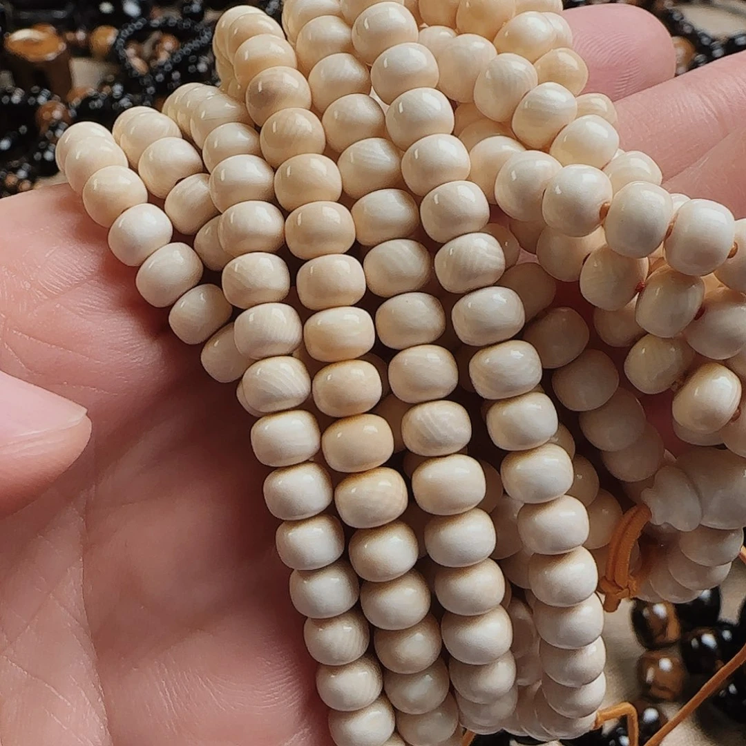 泥塑猛犸牙5X6尺寸横纹手串108颗手串