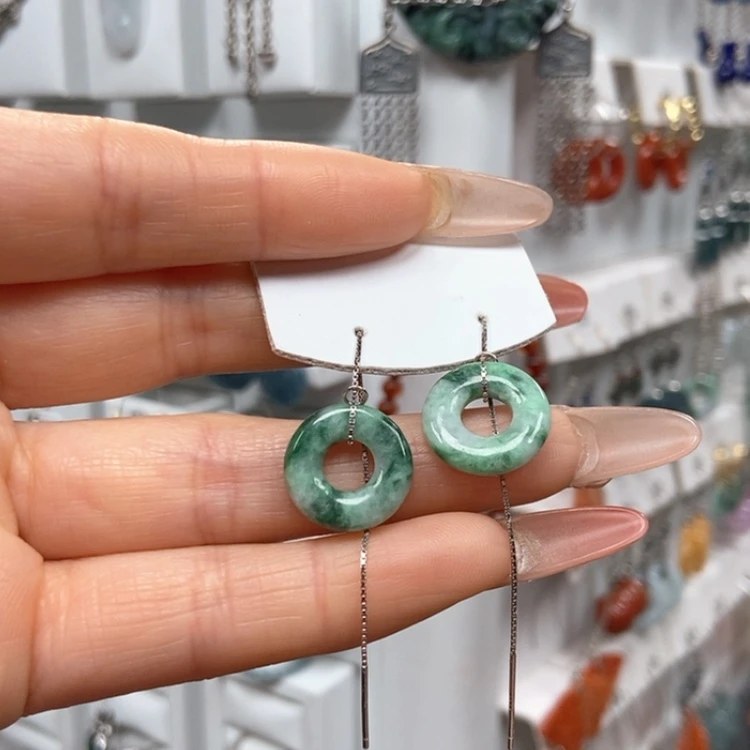 【闪购商品】翡翠耳饰银S925镶嵌耳饰