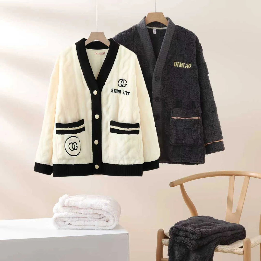 睡衣新款情侣秋冬款珊瑚绒春加厚加绒保暖法兰绒家居服