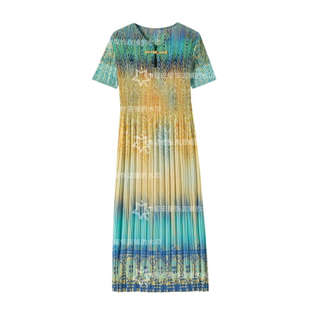 805[旗袍专属]褶皱2025夏季连衣裙新款气质百搭宽松大码女装名媛