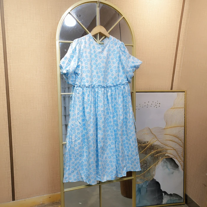 CL103孕妇蓝色碎花连衣裙M90-120L130XXL150