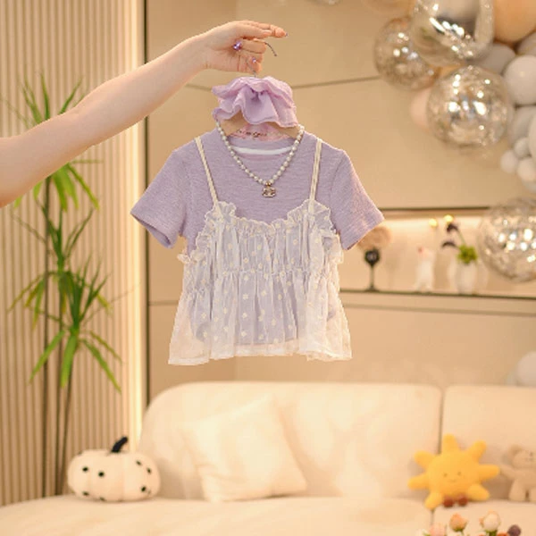 【米拉】女童洋气短袖夏季薄款上衣中大童2025新款