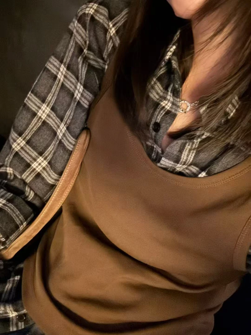 【NO退NO换】韩国丨秋冬百搭叠搭咖色背心