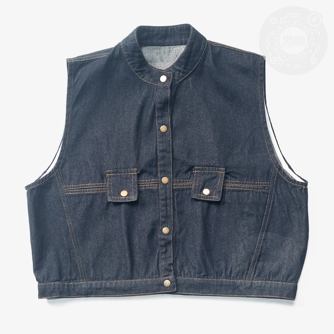 春夏休闲复古短款春季牛仔马夹水洗春季宽松上衣