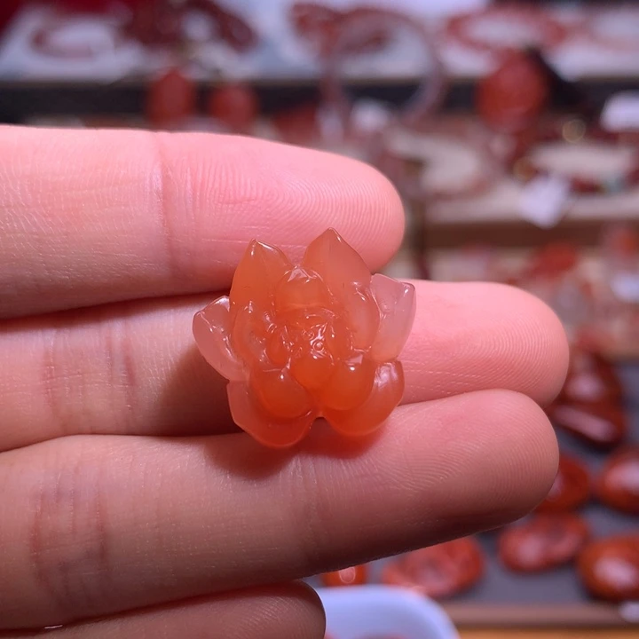南红玛瑙合金珠宝半成品莲花1