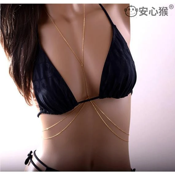 欧美新饰品辣妹沙滩双层流苏性感比基尼身体链夏季休闲腰链女