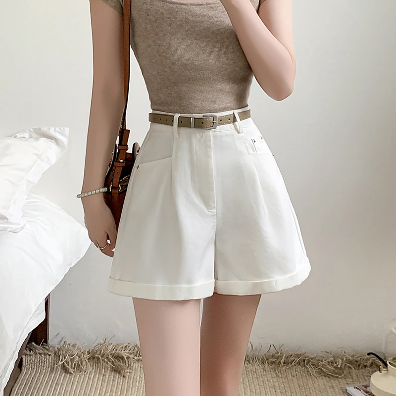 现货休闲短裤女2025夏季洗水工装短裤宽松a字显瘦小个子阔腿裤女