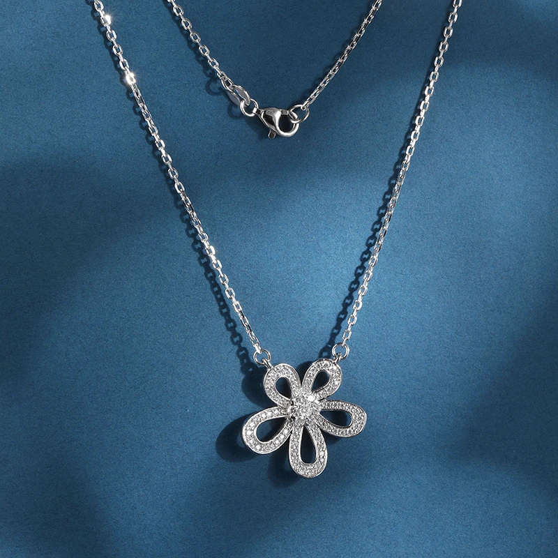 罗威曼铂金pt950镶嵌莫桑格桑花套链