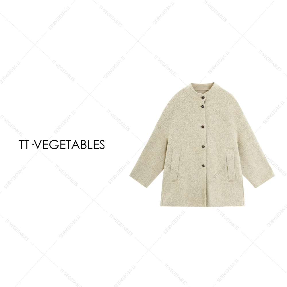 噢芬/小个子 【枫竹】中长款苏力厚款毛呢大衣长袖外套522231