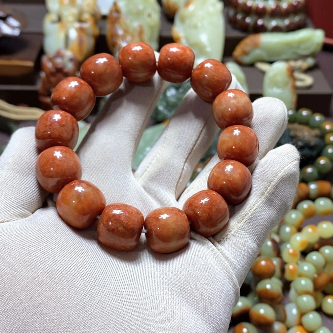 透闪石质玉未镶嵌手链火燎皮16