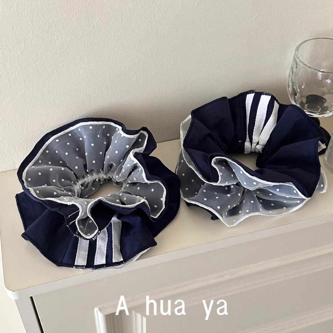 甜酷时尚个性百搭运动芭蕾风韩国大肠圈发圈三条杠黑白丸子头绳新