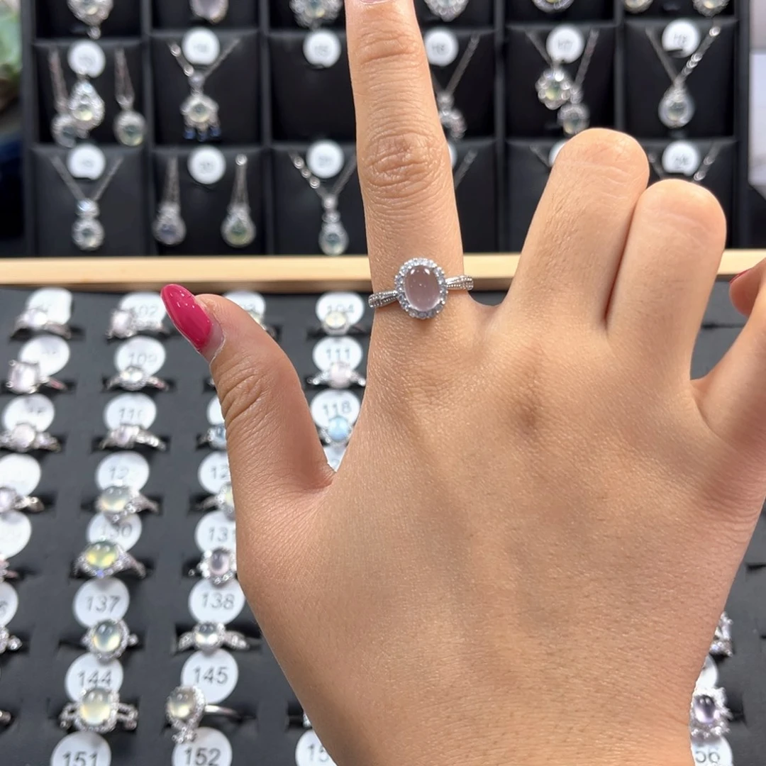 芙蓉石戒指银S925镶嵌