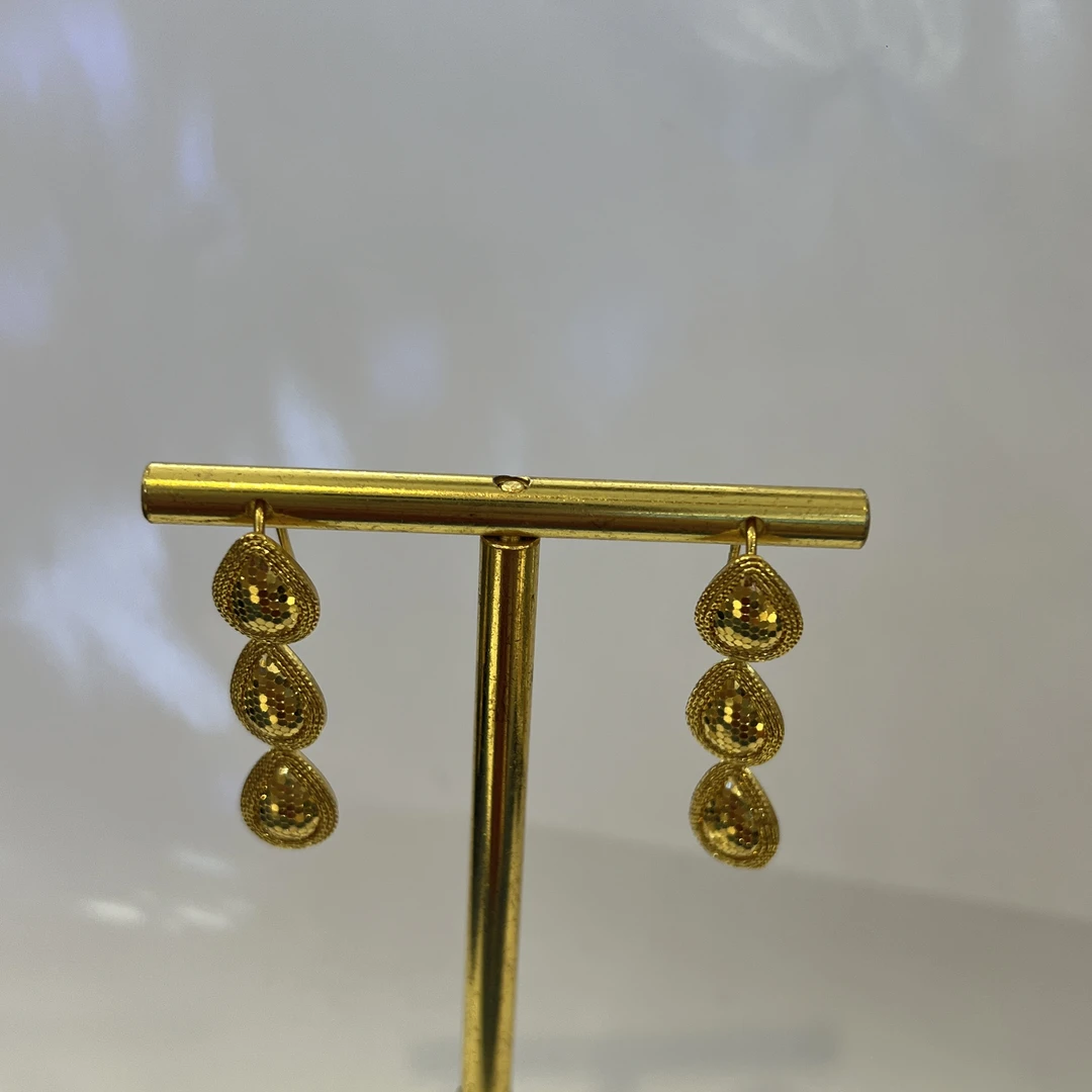 3-ES【聚鑫黄金】足金999 龙鳞水滴耳饰