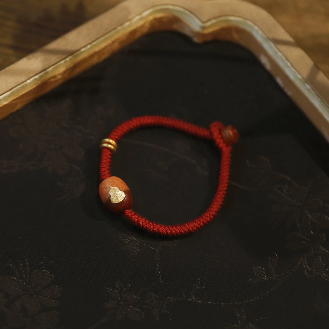 麦麦【奕彤】天然玛瑙红天天+18K配件 手绳q