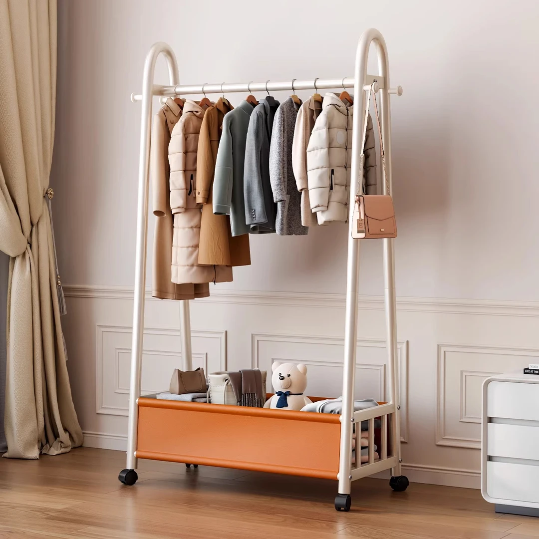 可移动室内衣帽架收纳置物架挂衣架落地卧室简易衣架家用晾衣服杆