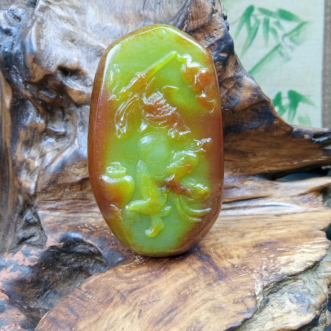 和田玉，180克，天官赐福手把件