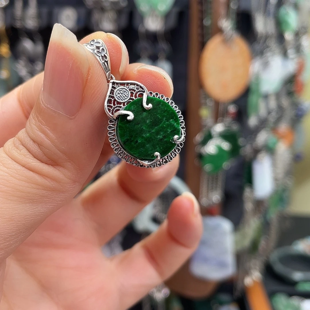 翡翠银S925镶嵌耳饰素*455ghjhhh