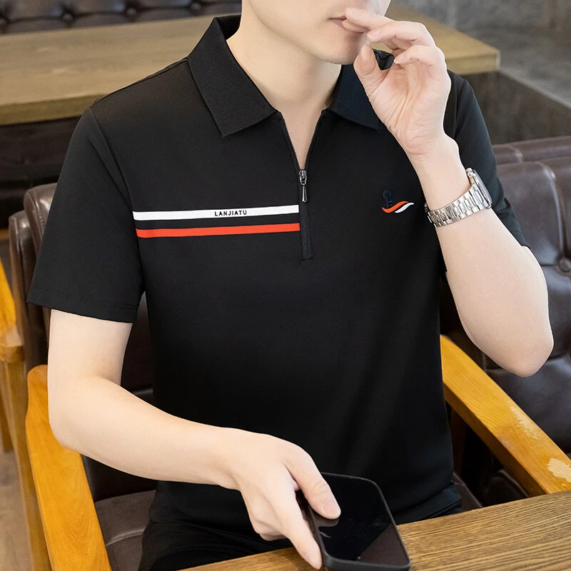 Mexican/稻草人2025夏季新款男士短袖T恤Polo衫桑蚕丝凉感潮百搭