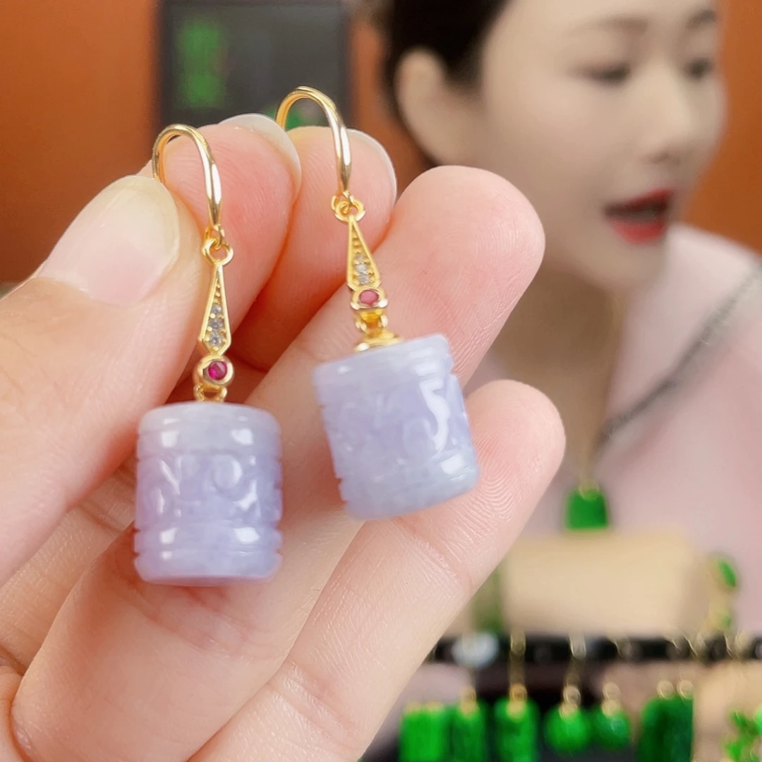 翡翠银S925镶嵌耳饰