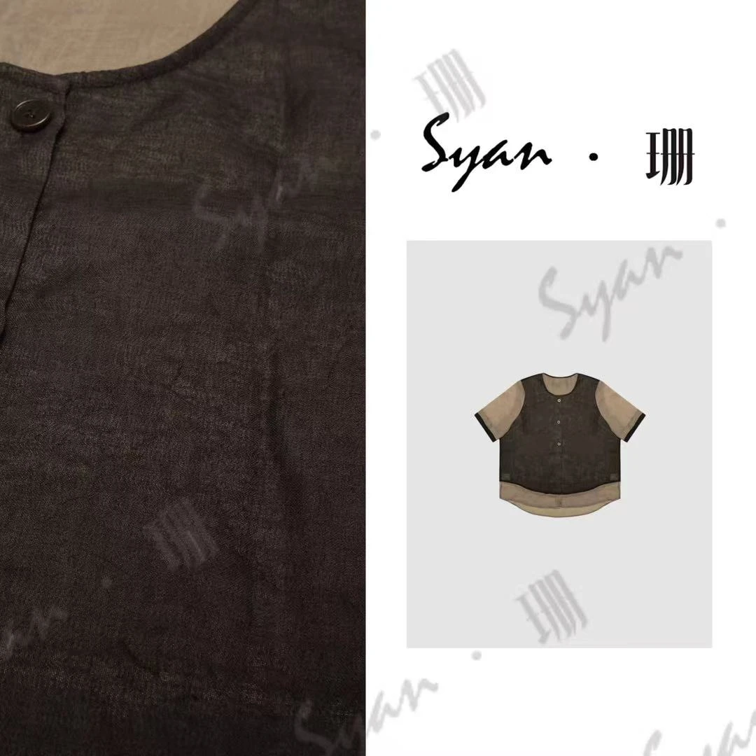 Syan【岁月如歌】2025夏新款中式复古轻奢百搭设计休闲显瘦T恤