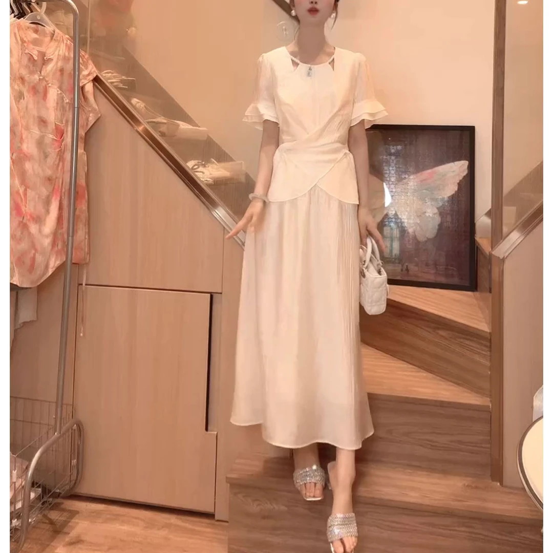 韩版气质百搭时尚上衣收腰半身裙套装夏季新品小众时尚优雅两件套