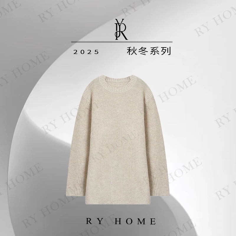 【容雨RYHOME】羊毛混纺复古宽松慵懒风套头毛衣253M3172