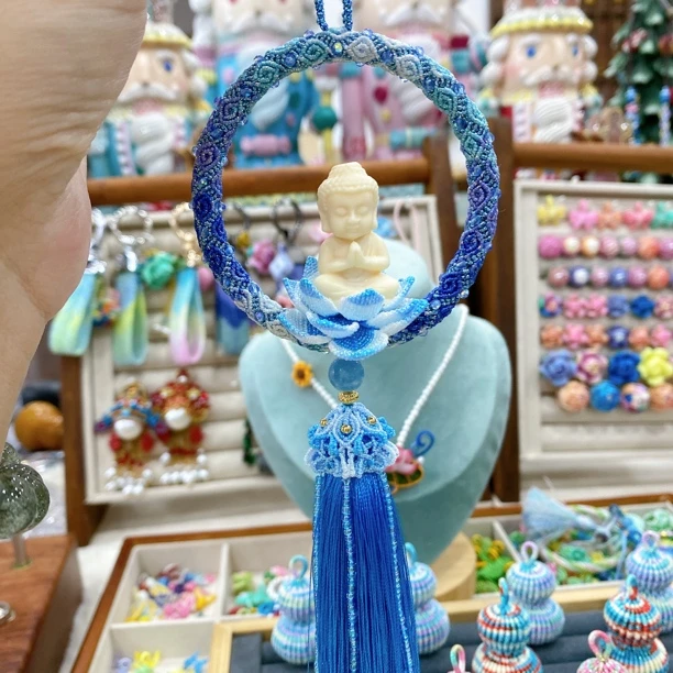 纯手工编绳回纹好运连连挂件